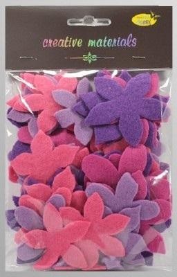 Kwiatki z filcu tonacja różowo-fioletowa 60 sztuk