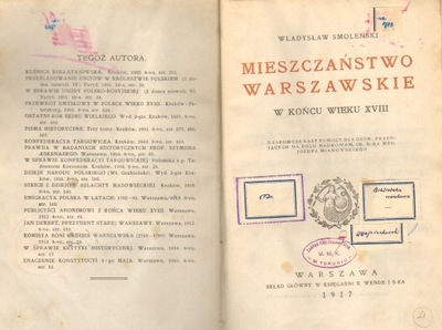 MIESZCZAŃSTWO WARSZAWSKIE... - SMOLEŃSKI 1917