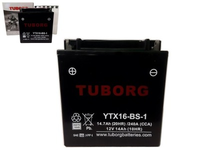 АККУМУЛЯТОР TUBORG AGM YTX16-BS-1 12V 14AH 240A ЗАМЕНИТЕЛЬ EXIDE VARTA YUASA