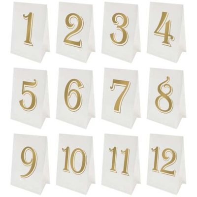 dekoracja NUMERY NA STÓŁ cyfry złote 12 szt