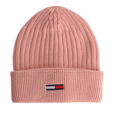 Czapka TOMMY JEANS Beanie AW0AW14075 Pudrowy róż