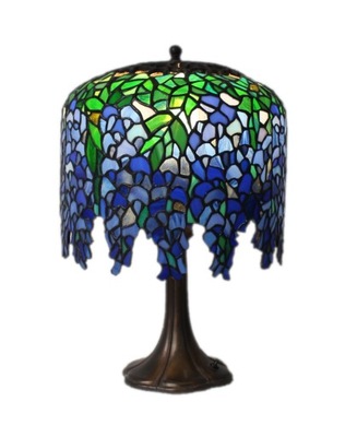 Lampa stołowa witrażowa Tiffany Wisteria niebieska