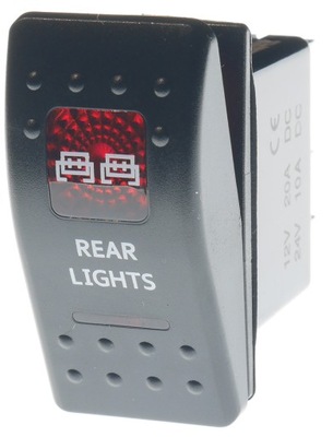 CARLING PRZELACZNIK IP68 WLACZNIK LED 12-24V 20A CZERWONY REAR LIGHTS
