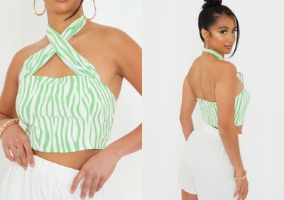 PRETTYLITTLETHING PETITE WZORZYSTY CROP TOP XS