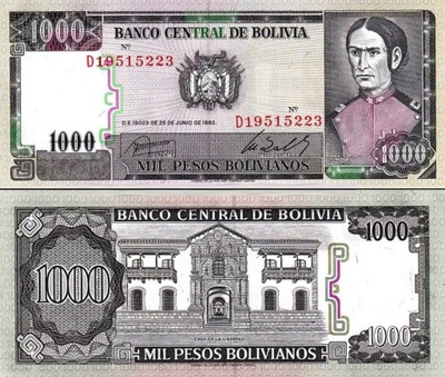 # BOLIWIA - 1000 BOLIVIANOS - 1982 - P-167 - UNC