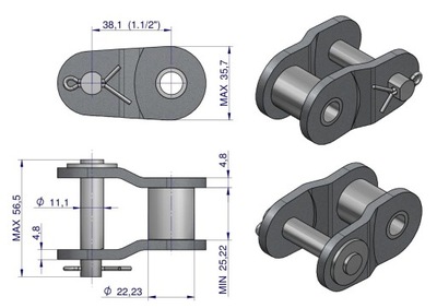 POLOGNIWO CADENA REFORZADO P24A-1 ANSI A 120 (R1 1.1/2) WARYNSKI 2X  