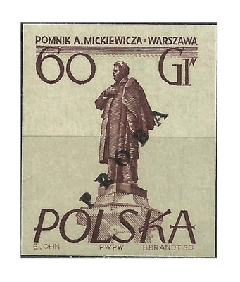 1955 Polska Fi.767 ** PRÓBA POMNIKI WARSZAWY gwar. PZF