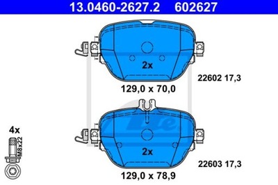 ATE 13.0460-2627.2 КОЛОДКИ ТОРМОЗНЫЕ ЗАД DB W213/X253 2,0-4,0 16-