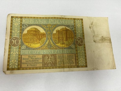 Banknot 50 złotych ser.DP 6521372 1929 R.