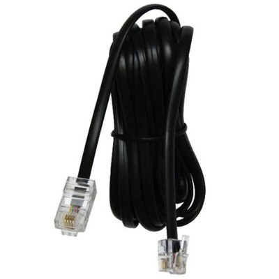 Kabel telefoniczny 4-żyłowy, RJ11 M - RJ45 M, 10 m, płaski, czarny, do ADSL