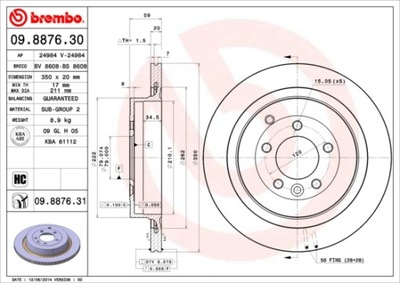 DISKAI STABDŽIŲ GAL. BREMBO 09.8876.31 09887631 