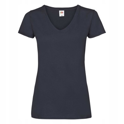 KOSZULKA DAMSKA V-NECK FRUIT OF THE LOOM NAVY XXL