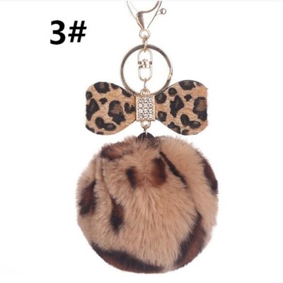 8CM LEOPARDO PRINT POMPOM COLGANTE PUSZYSTY FAUX KROL  