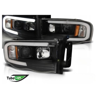 Фары dodge ram 02-06r led трубка  ходовие огни  черный фото №1