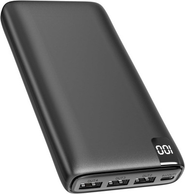 Powerbank Riapow 26800 mAh czarny szybkie ładowanie USB-A USB-C