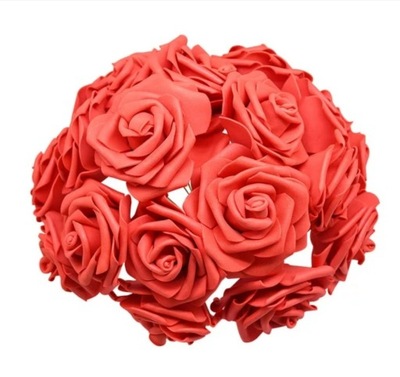 Czerwone Piankowe róże 8 CM różyczki na druciku