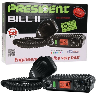 Malutkie małe CB Radio PRESIDENT BILL 2 II MINI ASC najmniejsze WTYK A6P