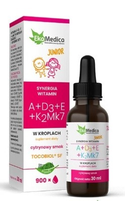 Witaminy JUNIOR A+D3+E+K2Mk7 krop. 30 ml EkaMedica