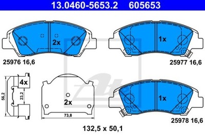 ATE 13.0460-5653.2 КОЛОДКИ ГАЛЬМІВНІ ПЕРЕД HYUNDAI I10 1,0-1,2 13-