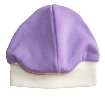 Smerfetka czapka dla noworodka 56/62 fioletowa bezuciskowa bawełna 100%