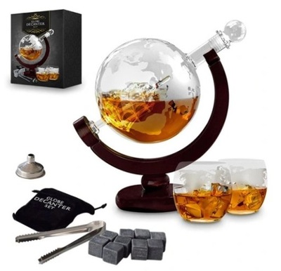 KARAFKA DO WHISKY GLOBUS ZESTAW SZKLANKI DO WHISKY