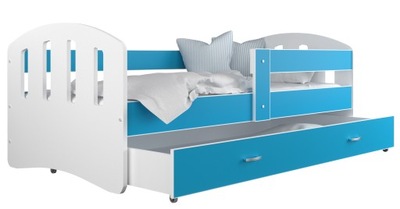 Łóżko dziecięce 140x80 biały/błękit HAPPY