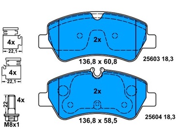 ATE ZAPATAS DE FRENADO PARTE TRASERA FORD TOURNEO CUSTOM V362 TRANSIT TRANSIT  