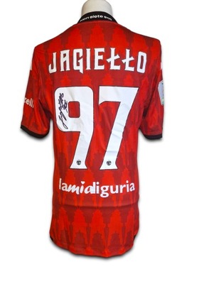 Jagiełło, Spezia Calcio - k. użyta z autografem - matchwornshirt (zag)