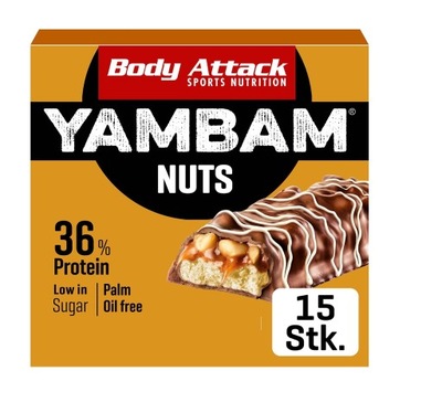 Body Attack Yambam baton proteinowy 55g x 15 sztuk Brownie Chocloate