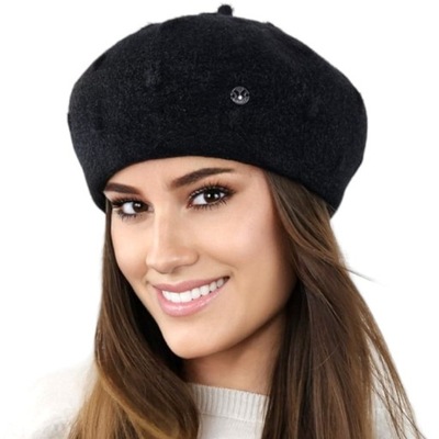 Elegancki BERET DAMSKI KAMEA Czarny Uniw