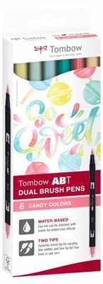 Flamastry dwustronne - Tombow - Candy, 6 szt.