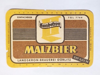 Etykieta MALZBIER Landskron-Braueri Gorlitz