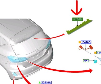 Третій світло стоп-сигнал ford fiesta 2017- focus 2018- puma 2019- оригінальний номер фото №1