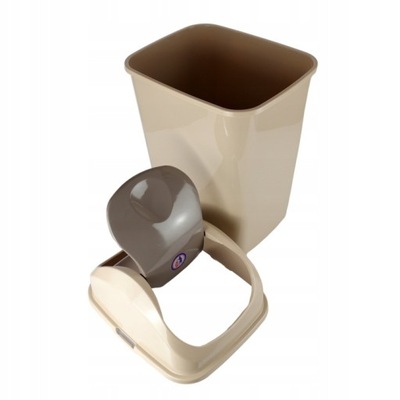 10L WĄSKI KOSZ MAŁY WIADRO OBROTOWA Z KLAPKĄ NA ŚMIECI PROSTOKĄTNY BEŻOWY