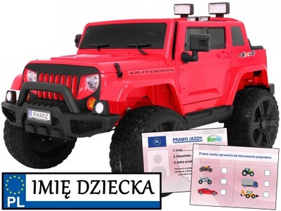 dwuosobowy JEEP NA AKUMULATOR MIGHTY autko z napędem 4x4 4 MOCNE SILNIKI