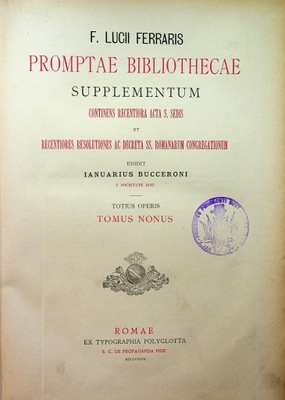 F Lucii Ferraris Promptae bibliothecae