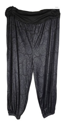 Czarne luźne spodnie alladynki wzór boho 5XL 50