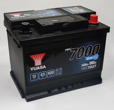 BATERÍA YUASA YBX 7027 EFB 12V 65AH 600A P+  