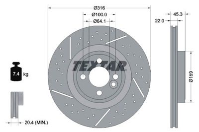 TEXTAR DISCOS DE FRENADO 2 PIEZAS PARTE DELANTERA MINI R50 R53 R52 R56 R57 R58 R59  