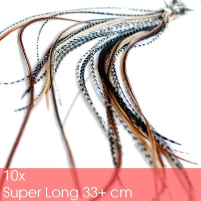 10 Piórka Pióra do Włosów Super Long XXXL