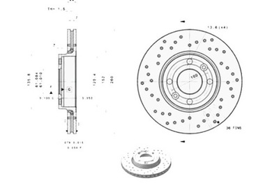 DISKU HAMULCOWA, BREMBO XTRA, NAWIERCANA, PRIEK. L/P, SR. ZEW. 260 MM, GR. 