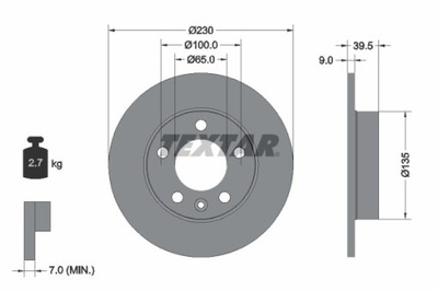 ДИСК HAM. ЗАД TEXTAR 92082503 AUDI A3 LEON SKODA FABIA