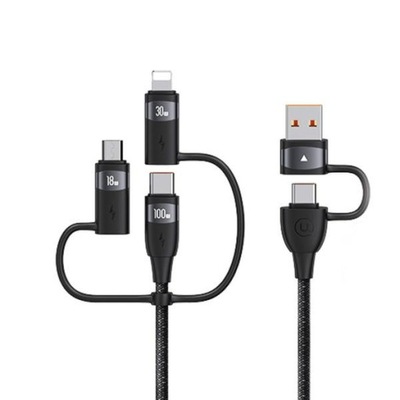 Kabel USAMS U85 6w1 2xUSB-C / USB / Micro-USB / Lightning 1,2m 100W czarny