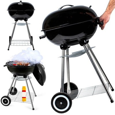 GRILL Z POKRYWĄ GRIL NA KÓŁKACH OGRODOWY WĘGLOWY