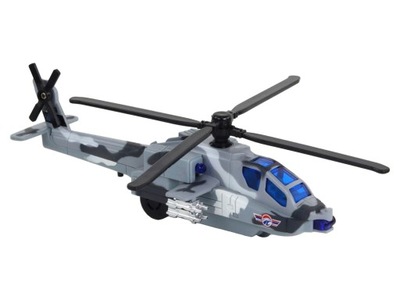 Helikopter Wojskowy Śmigłowiec metalowy Dźwięk Światła szary