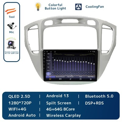 PARA TOYOTA HIGHLANDER 1X2001-07 RADIO DE AUTOMÓVIL CON NAVEGACIÓN GPS BEZPRZEWODOWY CARPLAY  