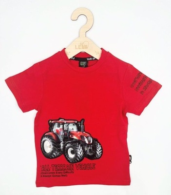 T-shirt chłopięcy Traktor ze świecącą diodą Czerwony 104
