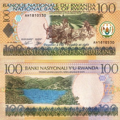 # RWANDA - 100 FRANKÓW - 2003 - P-29b - UNC