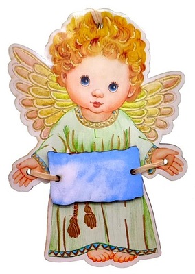 Aniołek zawieszka chłopiec z czystą tabliczką