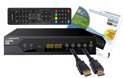 DEKODER TUNER TV DVB-T2 HEVC H.265 + KABEL HDMI